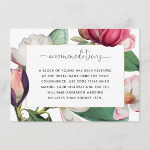 Romantic Colorful Magnolia Floral Accommodations Informatiekaartje