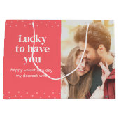 Romantic Colorful Pink Valentijnsdag Foto Groot Cadeauzakje (Voorkant)