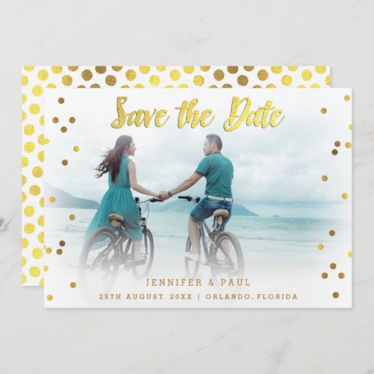 Romantic Confetti Save the Date Weduwfoto (Voorkant / Achterkant)
