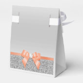 Romantic Coral Bow & Silver Glitter Wedding Bedankdoosjes (Achterkant)