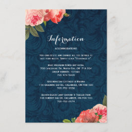 Romantic Coral Peonie Detail-kaarten Informatiekaartje