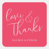 Romantic Coral Pink Calligraphy Vierkante Sticker (Voorkant)
