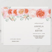 Romantic Coral Rozen Wedding Programs (Voorkant / Achterkant)