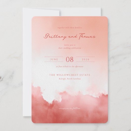 Romantic Coral Watercolor Kaart (Voorkant)