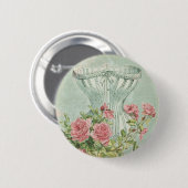 Romantic Corset  roze rozen Mint getextureerd Ronde Button 5,7 Cm (Voorkant /achterkant)