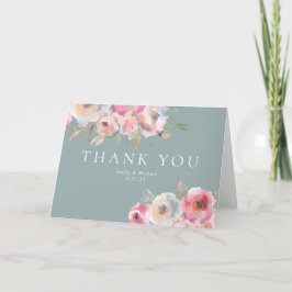 Romantic Cottage Flowers Blush Blue Sage Bedankkaart