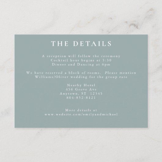 Romantic Cottage Flowers Blush Blue Sage Informatiekaartje (Voorkant)