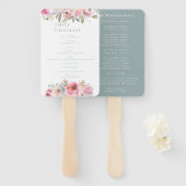 Romantic Cottage Flowers Blush Blue Sage Program Handwaaier (Voorkant en achterkant)