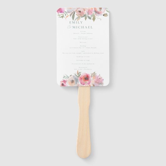 Romantic Cottage Flowers Blush Blue Sage Program Handwaaier (Voorkant)
