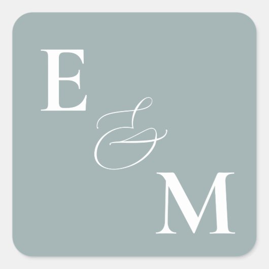 Romantic Cottage Flowers Blush Blue Sage Vierkante Sticker (Voorkant)