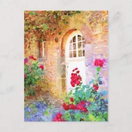 Romantic cottage garden aquarel briefkaart
