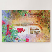 Romantic cottage garden aquarel legpuzzel (Horizontaal)