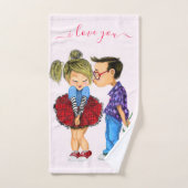Romantic Couple Bath Towel Set - Love Bad Handdoek (Handdoek)