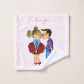 Romantic Couple Bath Towel Set - Love Bad Handdoek (Wasdoekje)