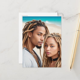 Romantic Couple Beach Digital Art Poster Briefkaart