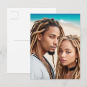 Romantic Couple Beach Digital Art Poster Briefkaart (Voorkant / Achterkant)
