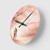 Romantic Couple Clock – Custom Text Wall Art Ronde Klok (Hoek)