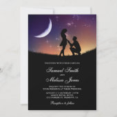 Romantic Couple Crescent Moon and Stars Wedding Kaart (Voorkant)
