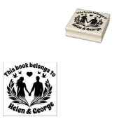 Romantic Couple Custom Ex Libris Stamp with Birds  Rubberstempel (Gestempeld)