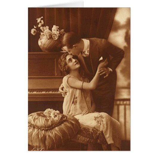 Romantic Couple Embrace Funny Sepia Jubileum (Voorkant)
