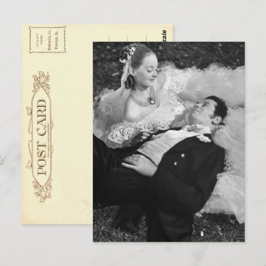 Romantic Couple Frans Briefkaart (Voorkant / Achterkant)