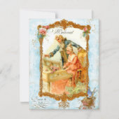 Romantic Couple Franse  stijl Uitnodiging (Voorkant)