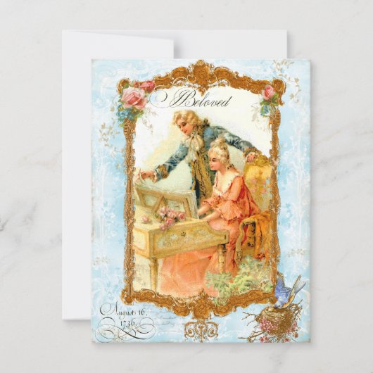 Romantic Couple Franse stijl Uitnodiging (Voorkant)