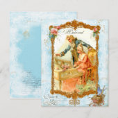 Romantic Couple Franse  stijl Uitnodiging (Voorkant / Achterkant)