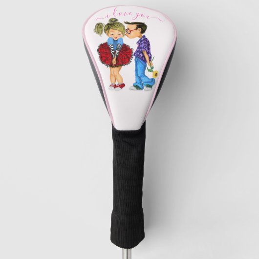 Romantic Couple Golf Head Hoesje Gift - Ik hou van Golfheadcover (Voorkant)