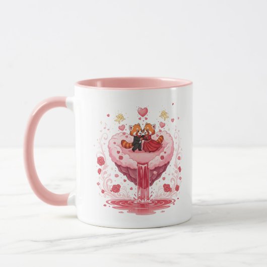Romantic Couple Heart Illustration Two-Tone Coffee Mok (Links)