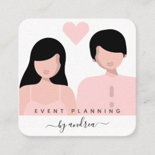 Romantic Couple Illustration Bride Groom Wedding Vierkante Visitekaartje