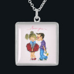 Romantic Couple Ketting Cadeautje - Liefde - Aange<br><div class="desc">Sweet Romantic Couple - Love - I Love You - Kiss Cute Boy and Girl - Fun Painting - Kies / voeg je unieke tekst / naam / kleur toe - Maak je eigen cadeau - Resize and move or remove / add Elements - afbeelding / tekst met aanpassingsgereedschap. Het...</div>