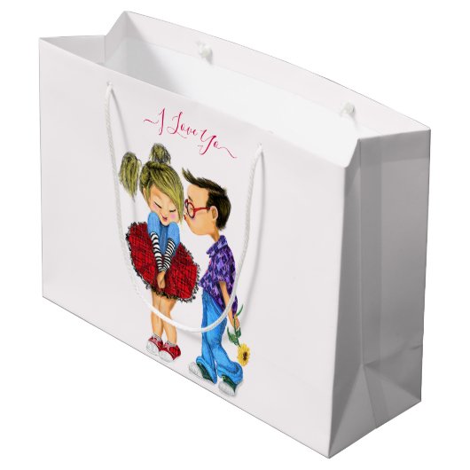 Romantic Couple Love Gift Bag - Ik hou van je Groot Cadeauzakje (Achterkant Gekanteld)