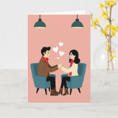 Romantic Couple Love Hearts Card Kaart (Gele Bloem)