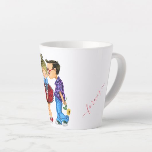 Romantic Couple Love - Kiss - Ik hou van je eeuwig Latte Mok (Rechterhoek)