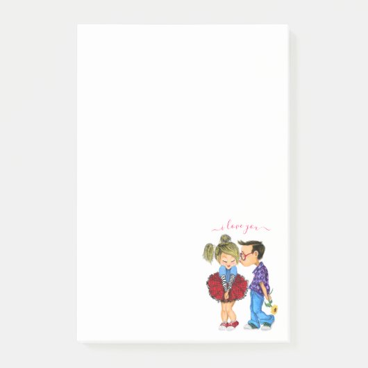 Romantic Couple Love Post merkt op Post-it® Notes (Voorkant)