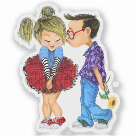 Romantic Couple Love Sticker - Kiss (Voorkant)