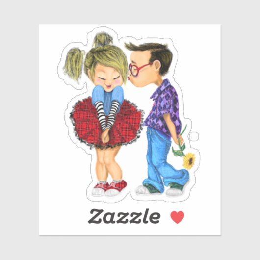 Romantic Couple Love Sticker - Kiss (Vel)