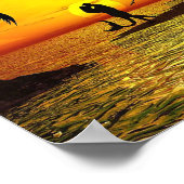 Romantic Couple Mermaid Sunset Palm Trees Ocean Poster (Hoek)