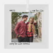 Romantic Couple Photo All-in-One houdt van jullie  Glas Ornament (Achterkant)