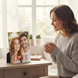 Romantic Couple Red Heart Photo Display Fotoplaat