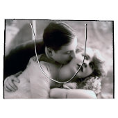 Romantic Couple Retro Foto Elegant Love Groot Cadeauzakje (Achterkant)