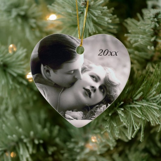 Romantic Couple  Retro Foto Elegant Love Keramisch Ornament (Boom)