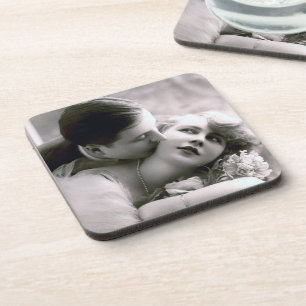 Romantic Couple  Retro Foto Elegant Love Onderzetter