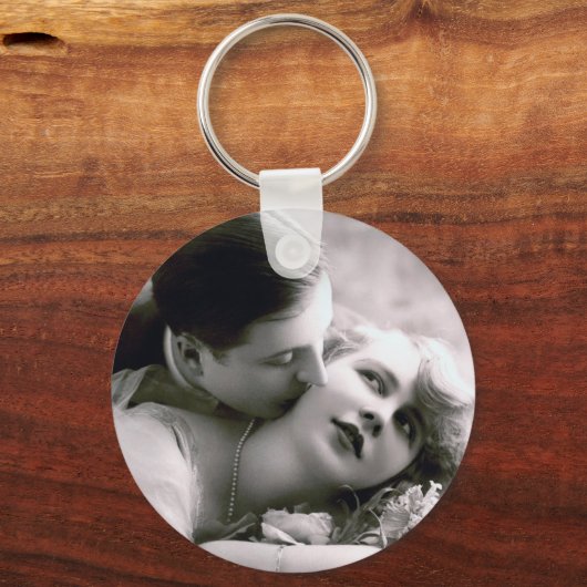 Romantic Couple Retro Foto Elegant Love Sleutelhanger (Voorkant)