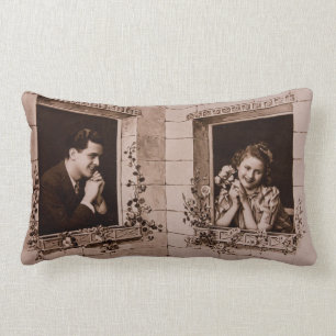 Romantic  Couple, Sepia Foto Kussen