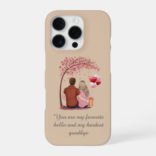 Romantic Couple Silhouette "Favorite Hello" Quote  iPhone Hoesje (Achterkant)