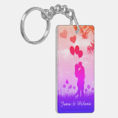 Romantic Couple Silhouette Love Art Personalised Sleutelhanger (Voorkant Links)