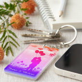 Romantic Couple Silhouette Love Art Personalised Sleutelhanger (Voorkant Rechts)