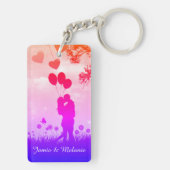Romantic Couple Silhouette Love Art Personalised Sleutelhanger (achterkant)